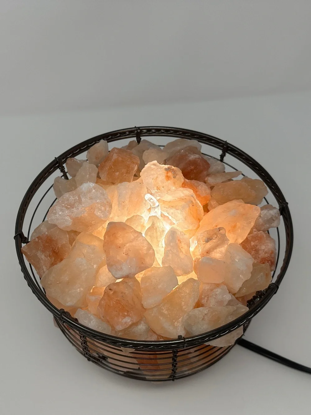 Pink Himalayan Salt Rock Table Lamp with adjustable dimmer light
